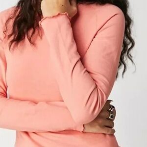 Free People Be My Baby Long-Sleeve Top size S coral colored